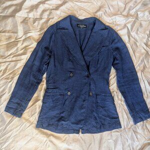 J.Peterman. Vintage 100% Linen Double-breasted Navy Blazer Jacket